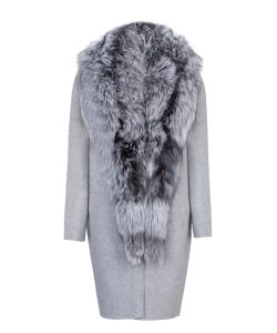 Natural wool & cashmere coat with extravagant fox collar 1