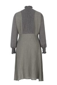 Coocoomos gray wool dress woman dress ecological fabric pilka suknele ekologiskas audinys nugara