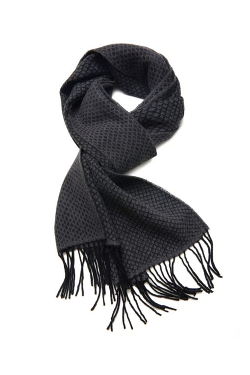 Black and gray lambs wool scarf