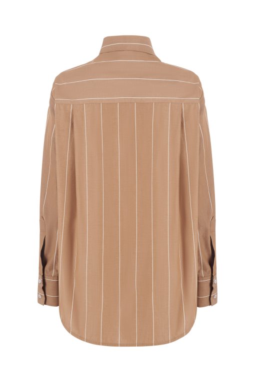 Lines cotton oversized shirt brown