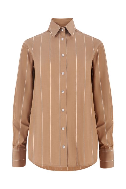 Lines cotton oversized shirt brown