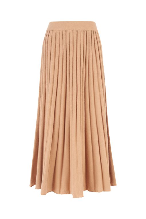 Pleated skirt camel