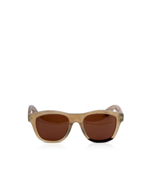 Horn frame sunglasses with Zebra wood legs