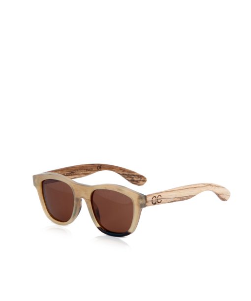 Horn frame sunglasses with Zebra wood legs