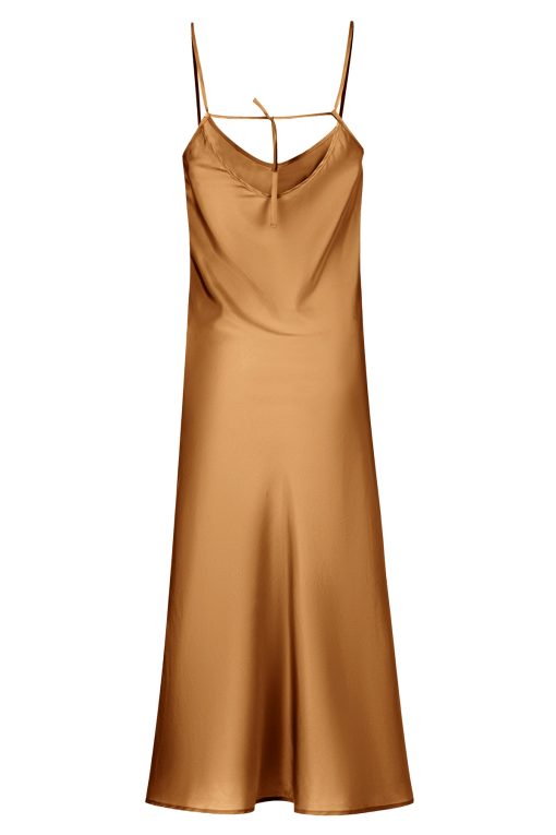 Slip camel silk dress