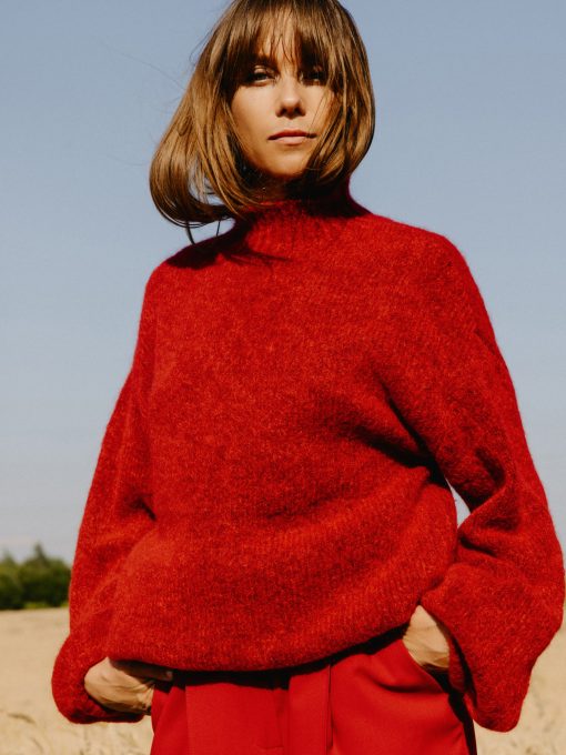 Red mohair sweater