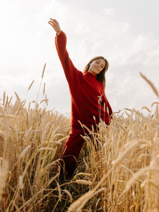 Red mohair sweater