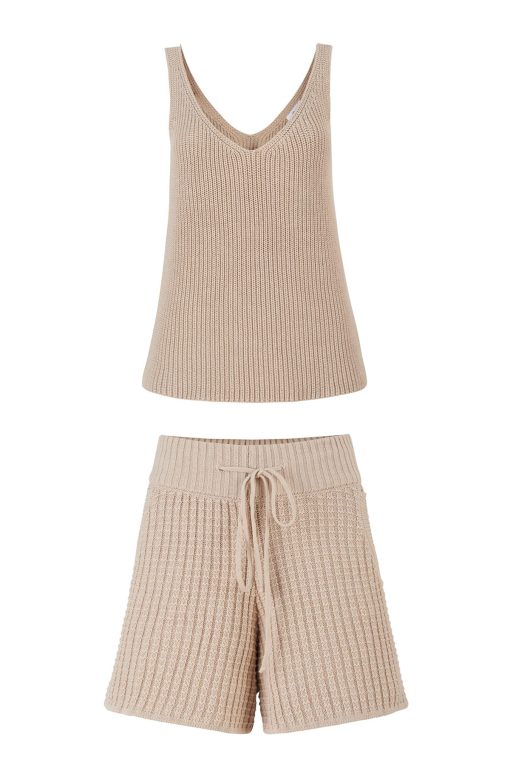 Kiko knitted blouse and shorts set