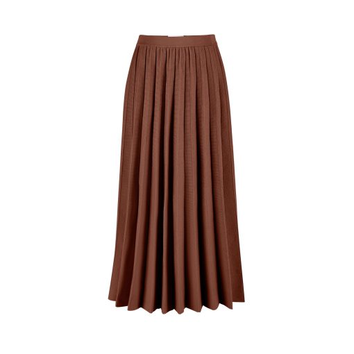 Pino pleated cotton skirt brown