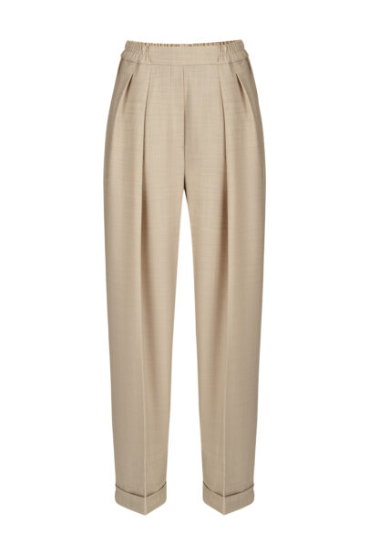 Emma merino wool trousers latte