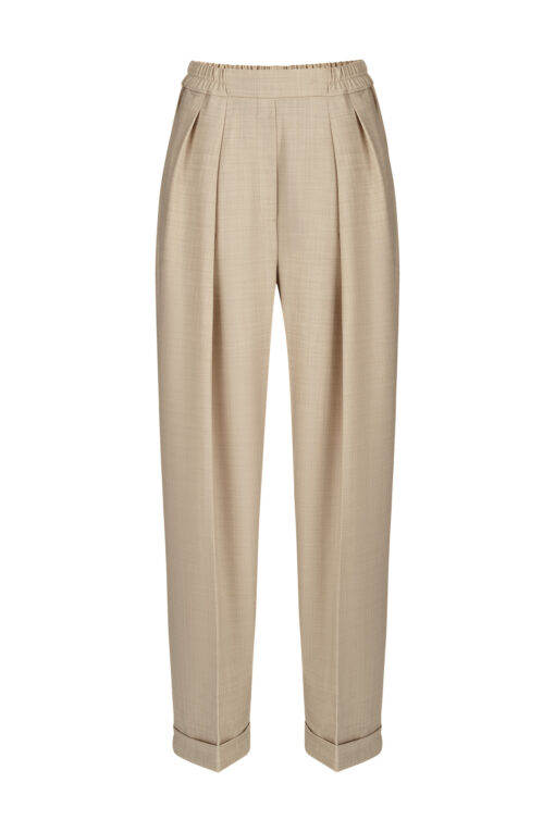 Emma merino wool trousers latte