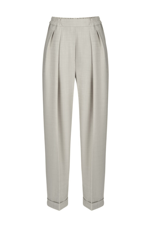 Emma merino wool trousers light gray